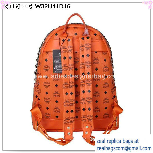 High Quality Replica Hot Sale MCM Medium Top Studs Backpack MC4232 Orange - Click Image to Close